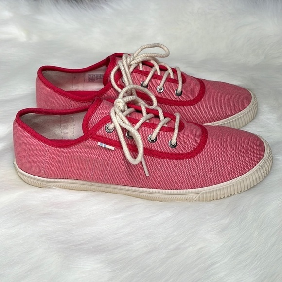 Toms Pink and Red Canvas Shoes with Laces Size 7 - Picture 2 of 11